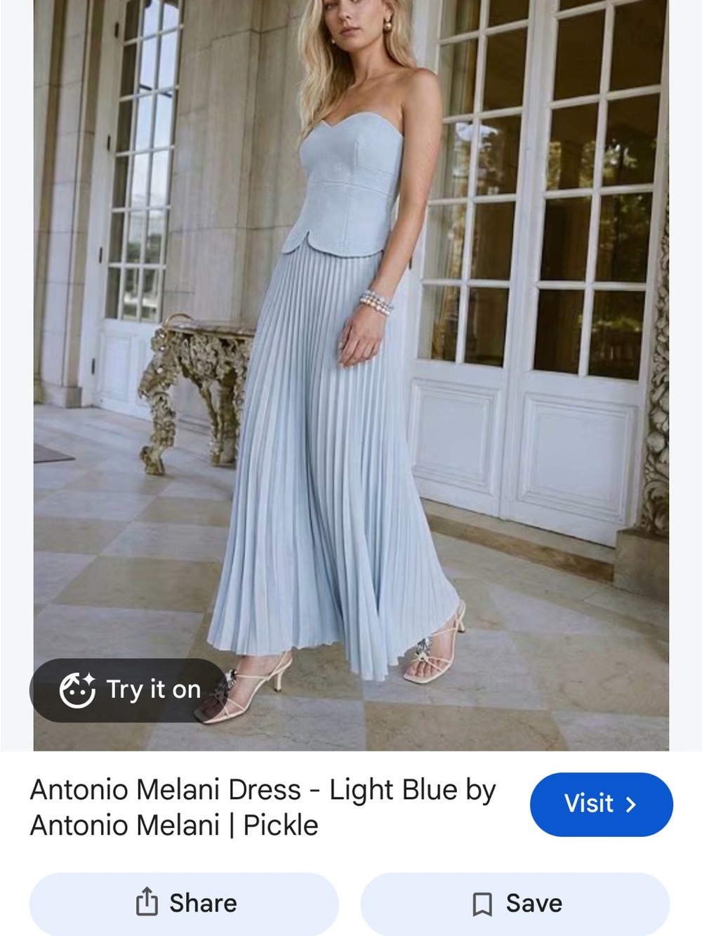 ANTONIO MELANI Soft Light Blue Pleated Maxi Skirt